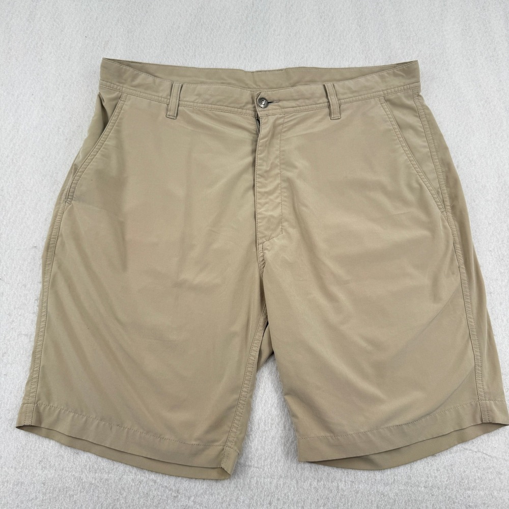 FootJoy Mens 36 Lightweight Performance Golf Shorts Khaki Tan Stretch 9" Inseam